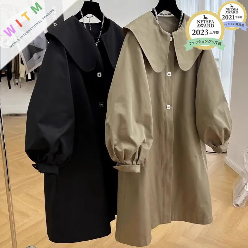 30代ファッション 大人可愛い襟付き長袖ワンピース 春秋対応