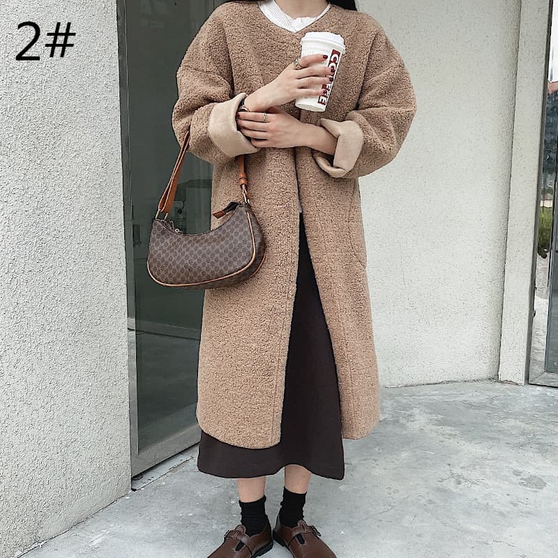30代ファッション もこもこボア素材ロング丈コート レディース防寒アウター
